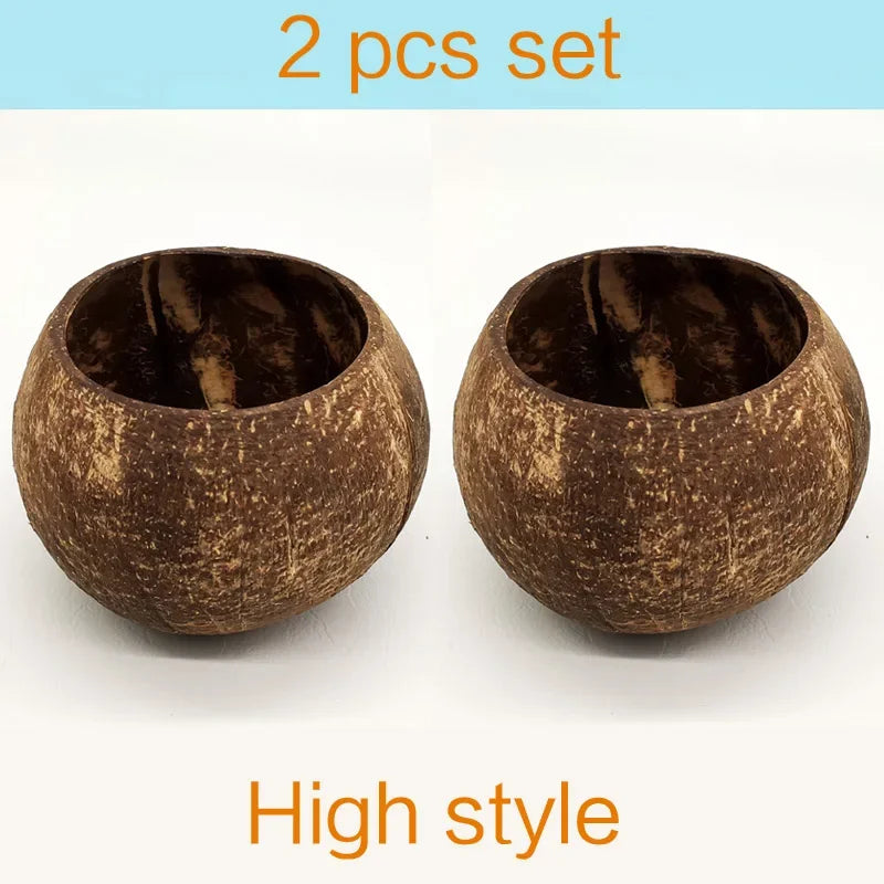Creative Natural Coconut Bowl,Smoothie Bowl Wood Set,Eco Friendly,Fruit Salad Noodles Rice Ice Cream Tableware,Decoration Bowl